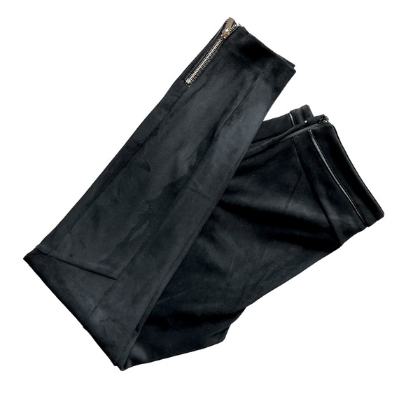 H&M Faux Suede Stretch Pants, With Waist Piping Detail & Ankle Zippers - Picture 1 of 11